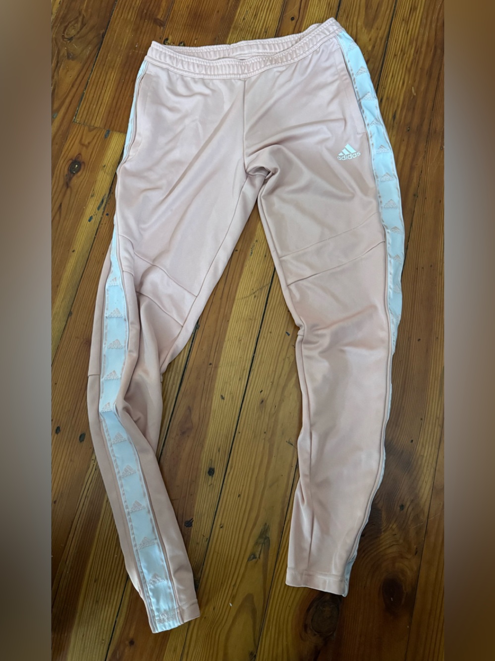 adidas Light Pink Track Pants with White Side Stripe